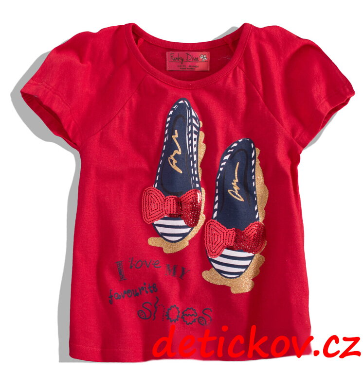 dívčí tričko Minoti ,, Favourite shoes,, červené