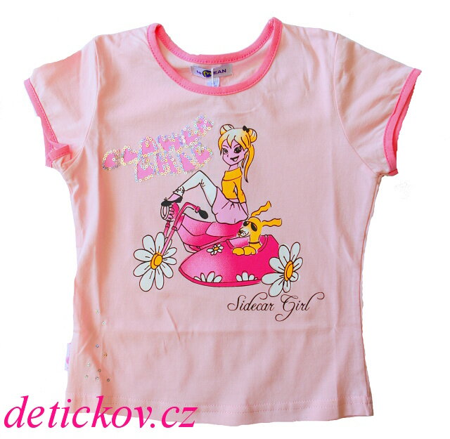 růžové tričko s holčičkou a pejskem v Sidecar