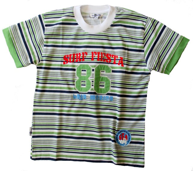 chlapecké tričko 86 proužek modro- zelený