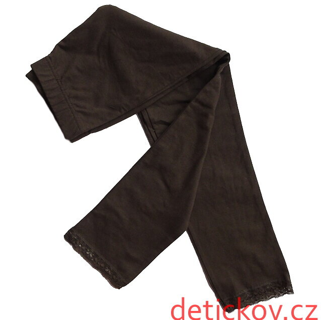 hnědé 3/4 legíny s krajkou hnědé 3/4 legíny s krajkou