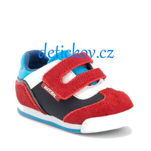Mayoral baby polokožené sportovní boty se suchými zipy modro-červené