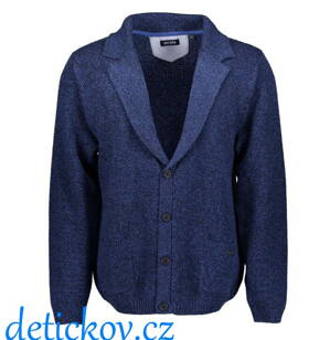 Pánský bavlněný svetr propínací pulover modrý