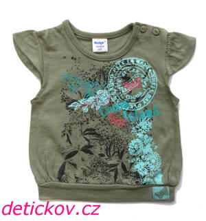 khaki kojenecké dívčí  tričko dirkje s motýlky