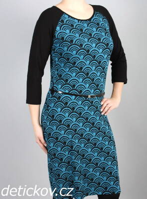 dámské zimní šaty černo-modrý vzor
