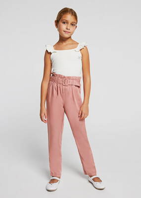 Mayoral girl kalhoty s páskem růžové b. 054