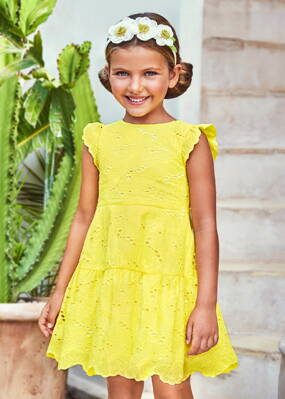 Mayoral mini girl perforované lemon šaty b. 067