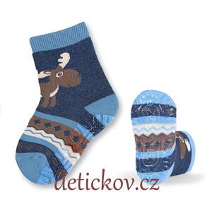 Sterntaler termo ponožky s protiskluzovou podrážkou ,, Sobík,, modré