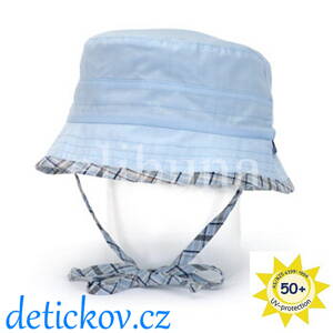Sterntaler modrý  oboustranný klobouček se zavazováním UV 50 +