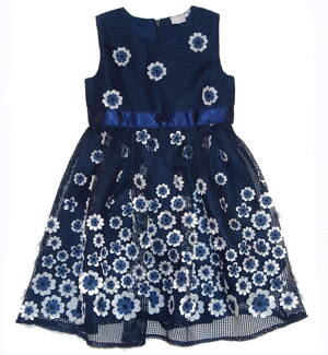 Topo dívčí šaty s kytičkami tmavě modré